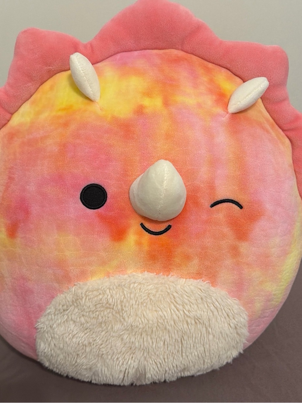 Squishmallows Pink Orange Yellow Tie-Dye Triceratops Plush